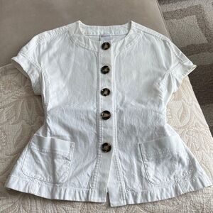 RED VALENTINO Linen Short Sleeve Tie Waist Blazer